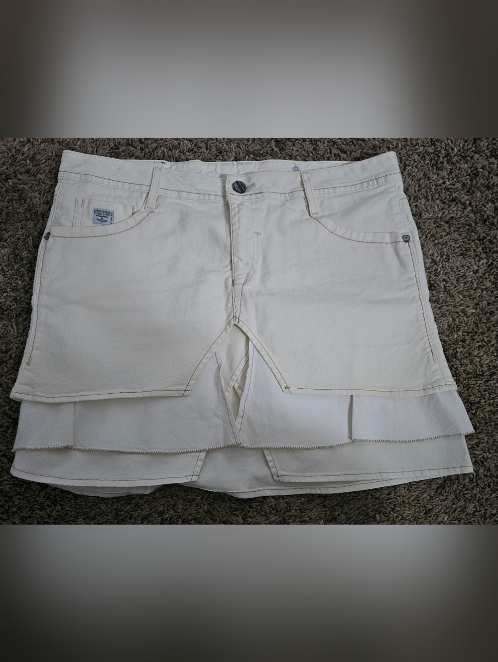 Dek'her Designer Y2K Mini Denim Skirt Size 42 IT Off White Size 8 US 33" Italy
